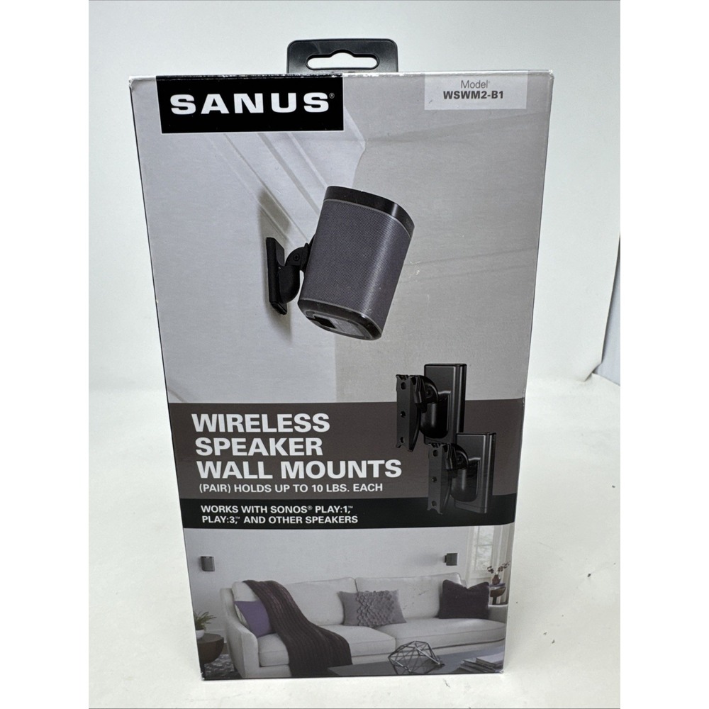 SANUS‎ WSWM2-B1 Wireless Speaker Wall Mounts Works With Sonos Play 1 Play 3